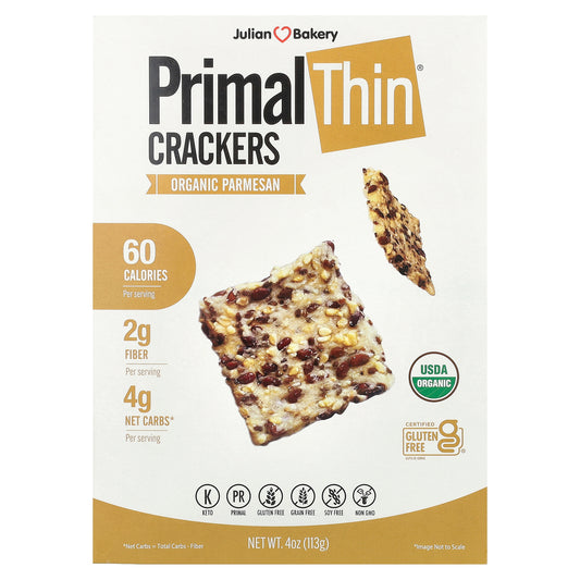 Julian Bakery, Primal Thin® Crackers, Organic Parmesan, 4 oz (113 g)