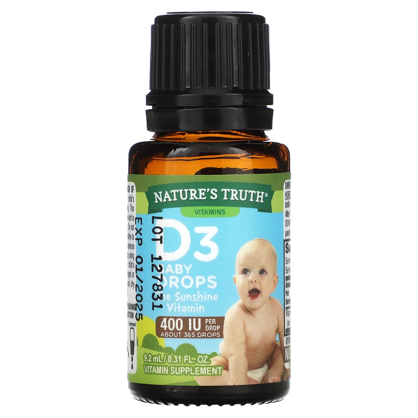 Nature's Truth, Vitamins, D3 Baby Drops, Newborn+, 10 mcg (400 IU), 0.31 fl oz (9.2 ml)