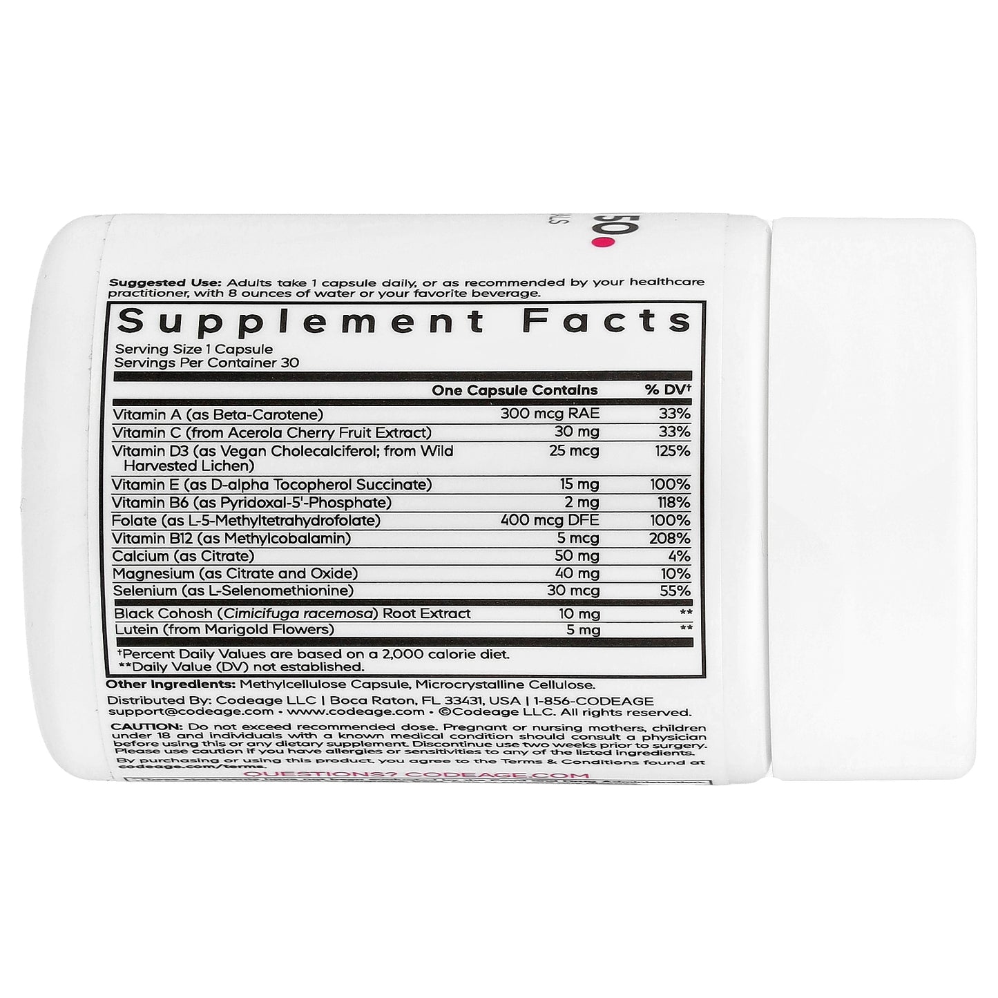 Codeage, Women's Multivitamin 50, 30 Vegetable Capsules