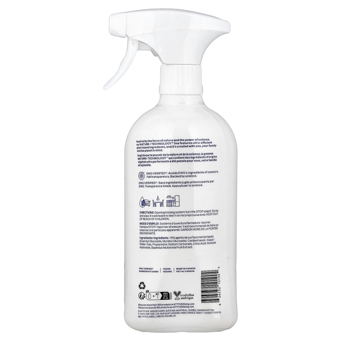 ATTITUDE, Nature + Technology™, All-Purpose Cleaner, Unscented, 27.1 fl oz ( 800 ml)