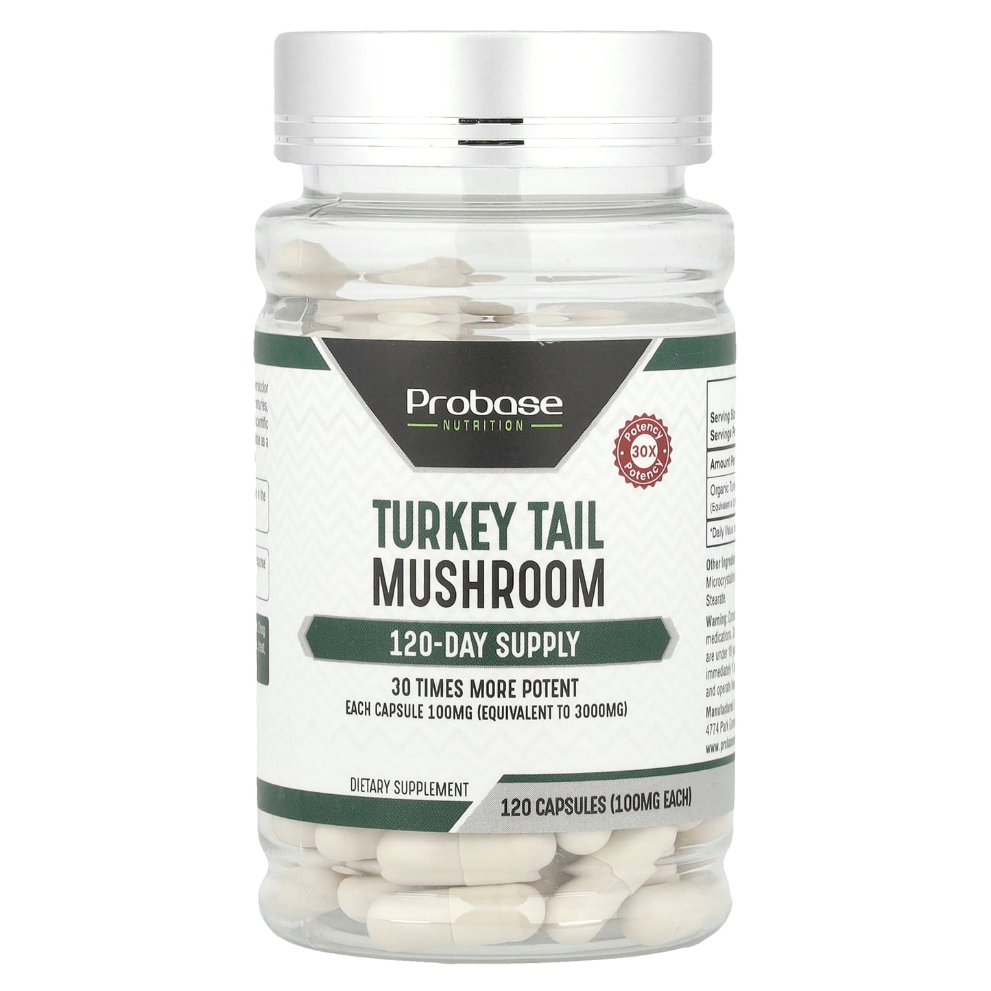 Probase Nutrition, Turkey Tail Mushroom, 100 mg, 120 Capsules
