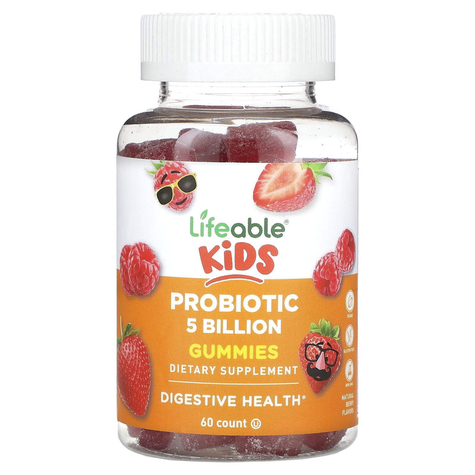 Lifeable, Kids Probiotic Gummies, Berry, 60 Gummies