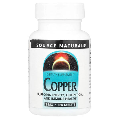 Source Naturals, Copper, 3 mg, 120 Tablets