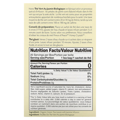 Prince of Peace, Organic Jasmine Green Tea , 20 Tea Bags, 1.27 oz (36 g)