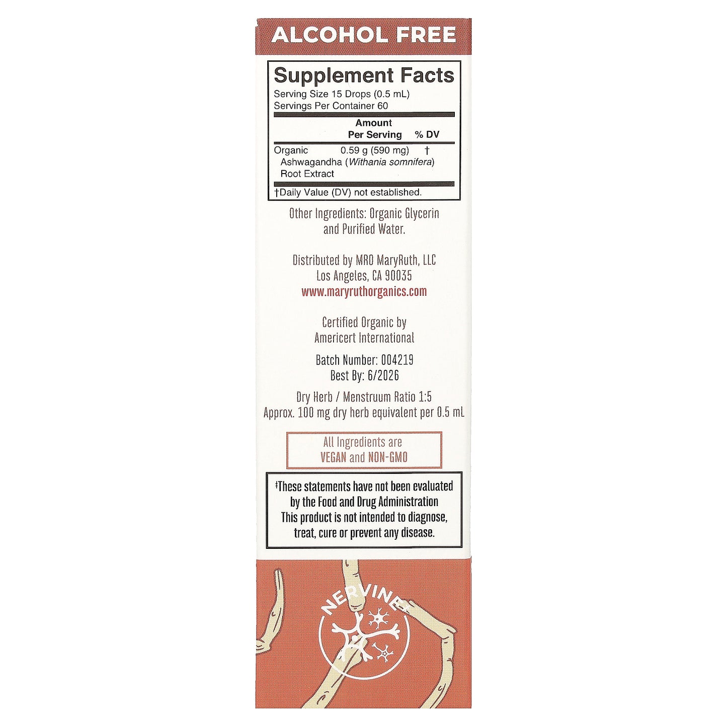 MaryRuth's, Organic Ashwagandha Root Liquid Extract, Alcohol Free, 1 fl oz (30 ml)