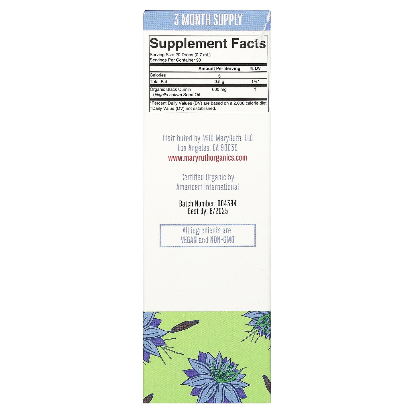 MaryRuth's, Organic Black Seed Oil, Liquid Drops, 600 mg, 2 fl oz (60 ml)