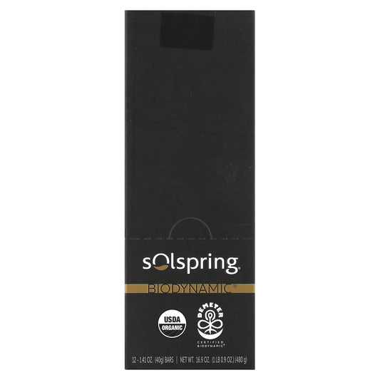 Dr. Mercola, Solspring, Biodynamic, Dark Chocolate Bar, 70% Cocoa, 12 Bars, 1.41 oz (40 g) Each