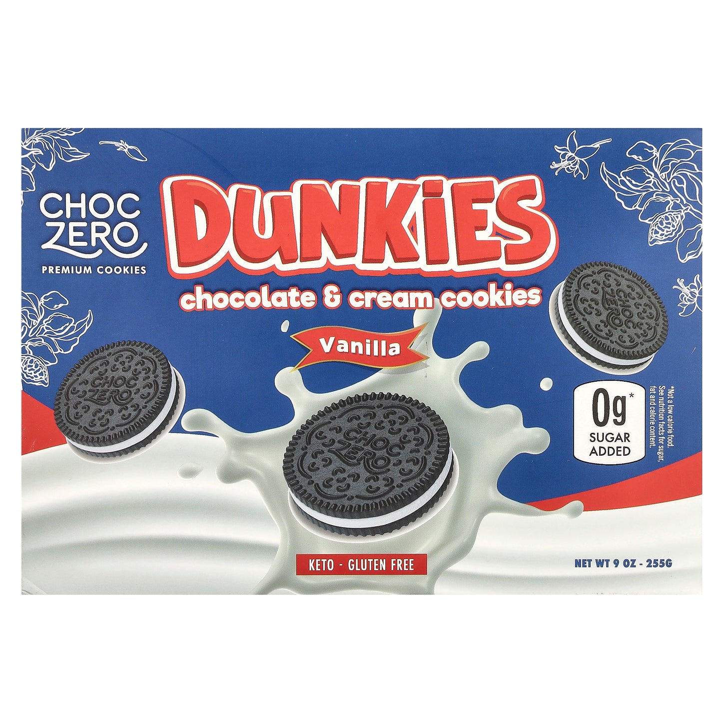 ChocZero, Dunkies, Chocolate & Cream Cookies, Vanilla, 9 oz (255 g)