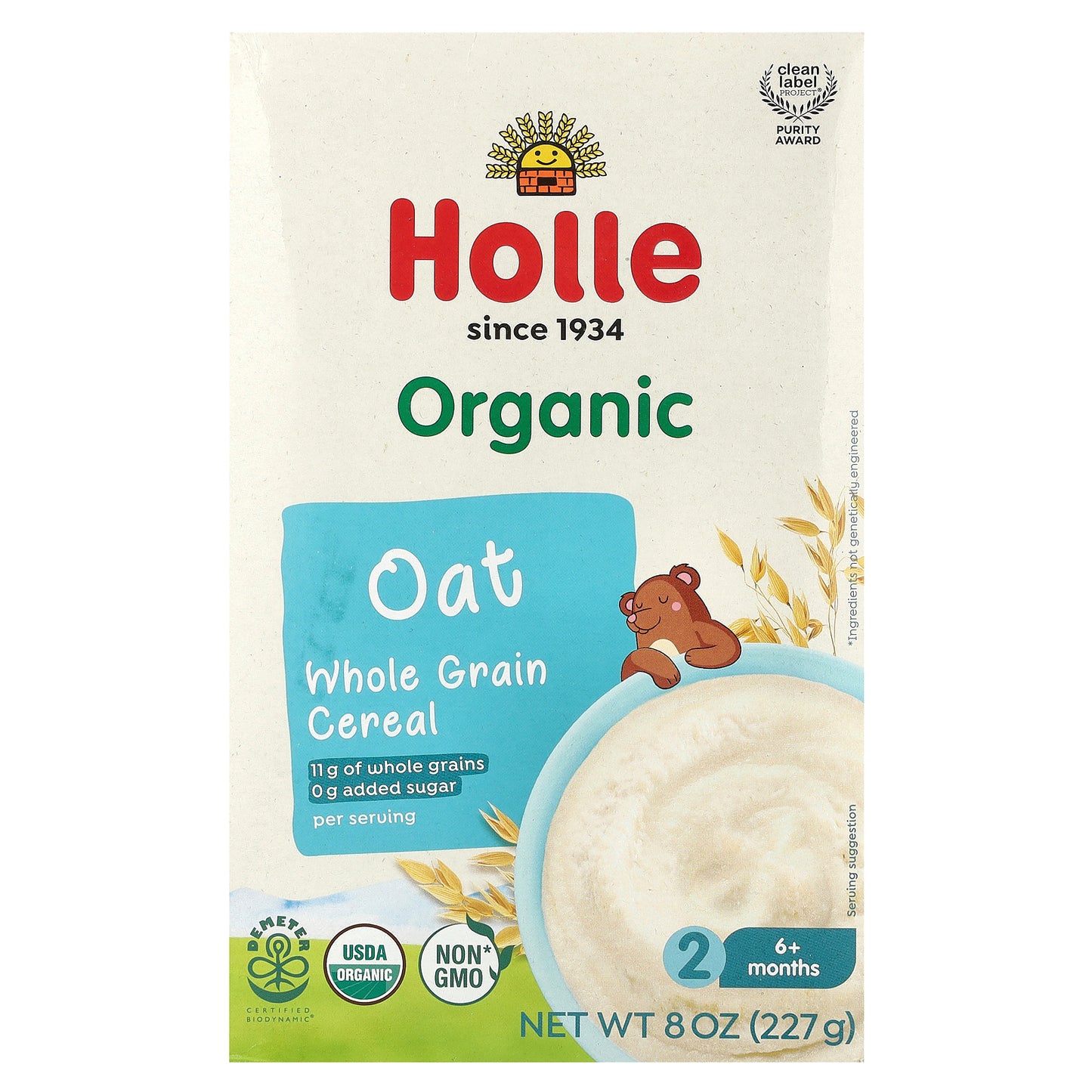 Holle, Organic Oat Whole Grain Cereal, 6+ Months, 8 oz (227 g)
