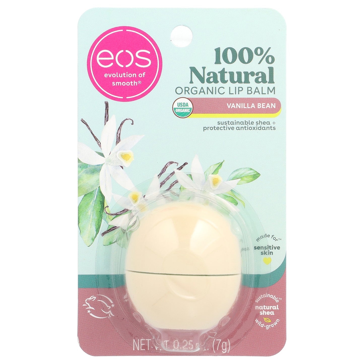EOS, 100% Natural Organic Lip Balm, Vanilla Bean, 0.25 oz (7 g)