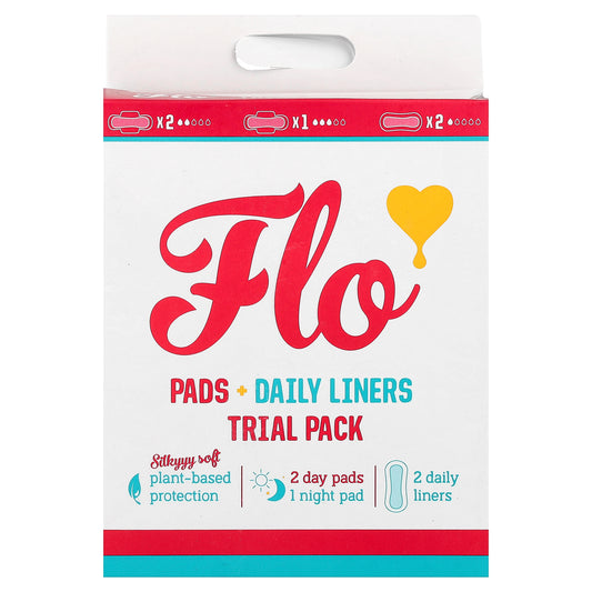 Here We Flo, Pads + Daily Liners Trial Pack, 3 Pads + 2 Liners