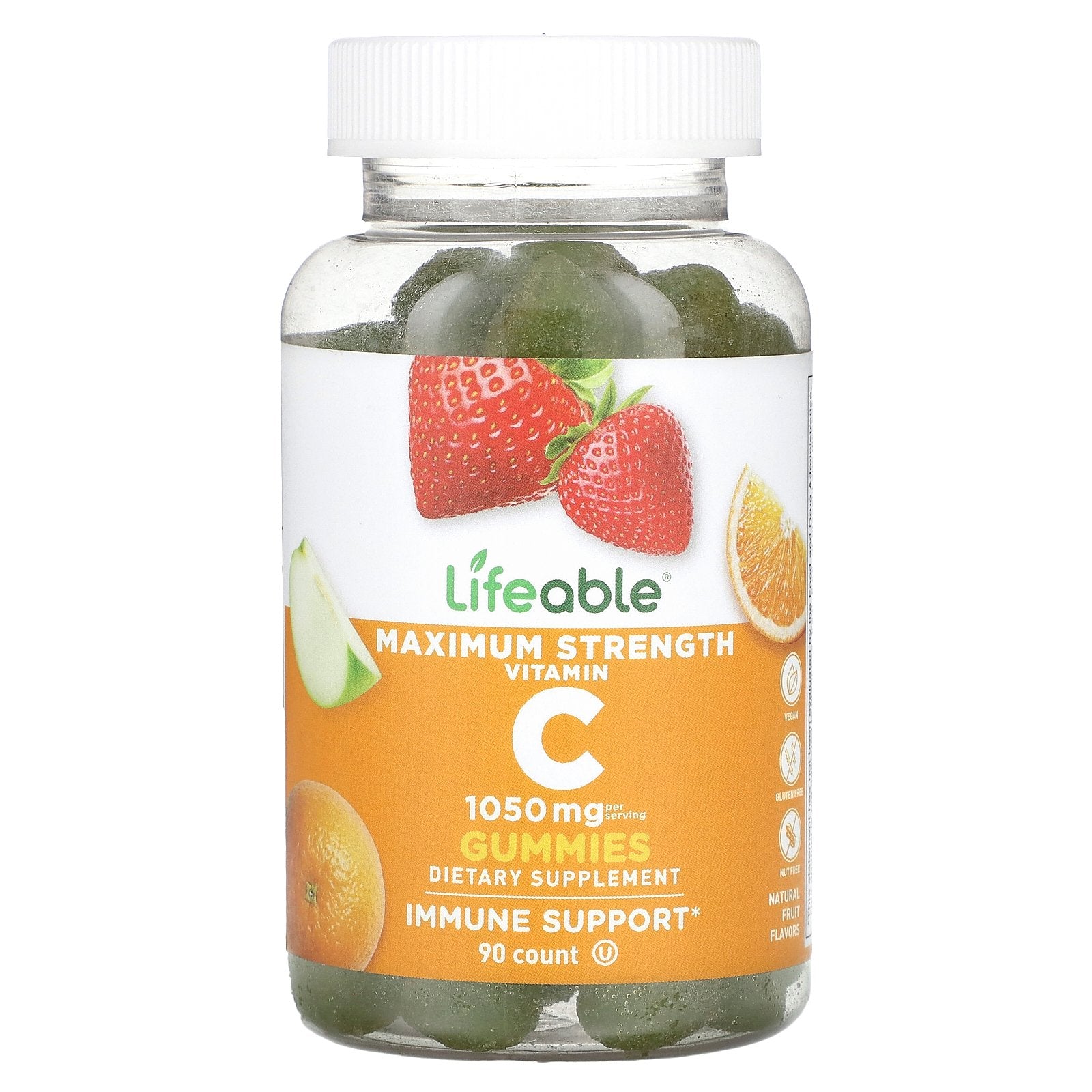 Lifeable, Maximum Strength Vitamin C Gummies, Natural Fruit, 1,050 mg, 90 Gummies (350 mg per Gummy)