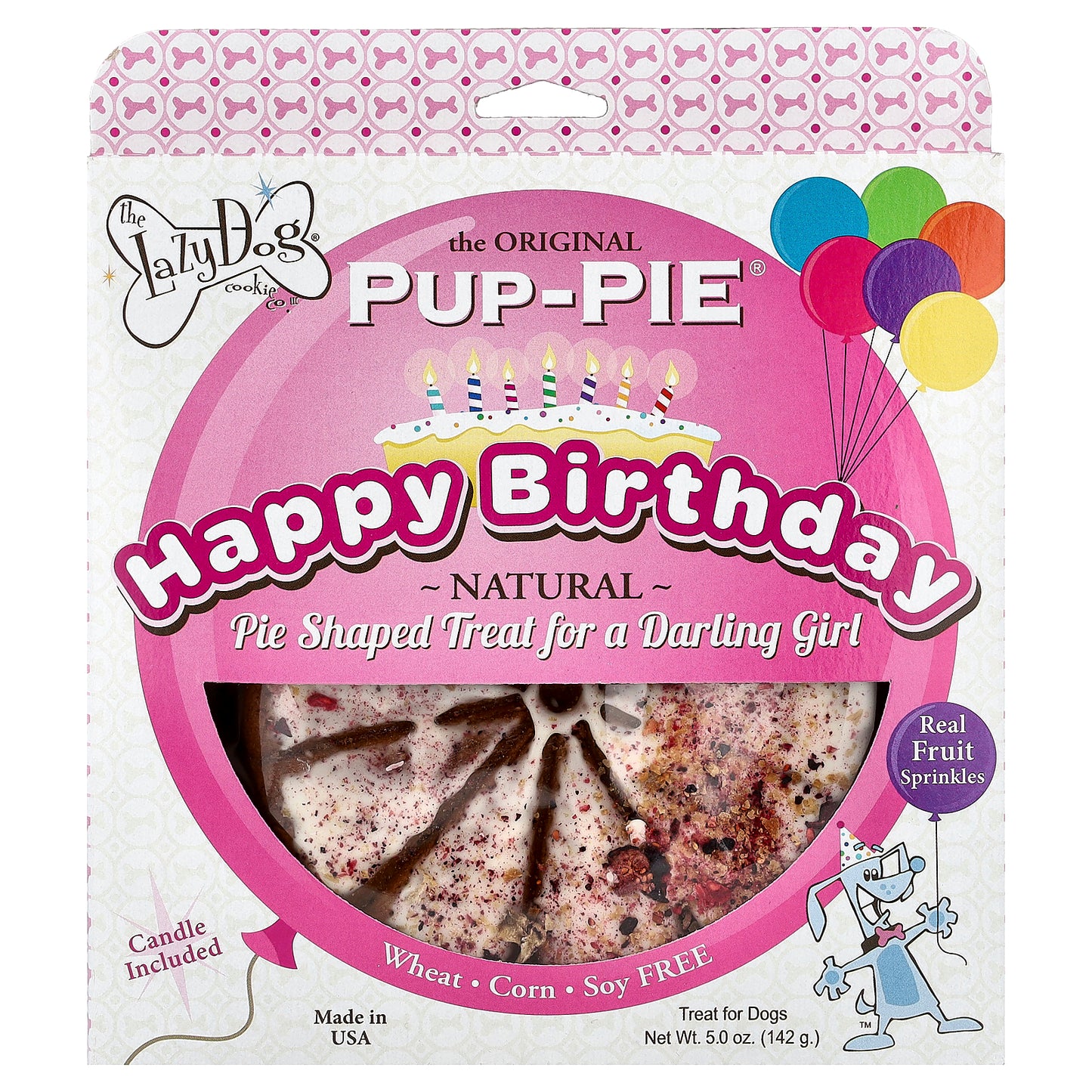 Lazy Dog Cookie, Pup-Pie®, Treat For Dogs, Happy Birthday For A Darling Girl, 5 oz (142 g)