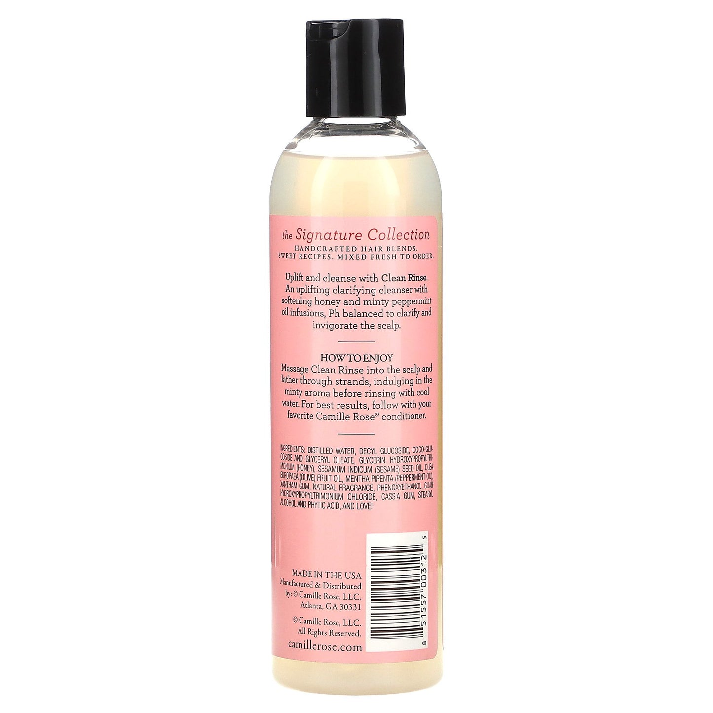 Camille Rose, Clean Rinse, Moisturizing & Clarifying Shampoo, Honey & Peppermint, 8 oz (240 ml)