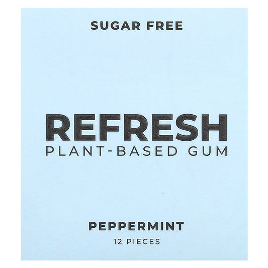 Refresh Gum, Plant-Based Gum, Sugar Free, Peppermint, 12 Pieces