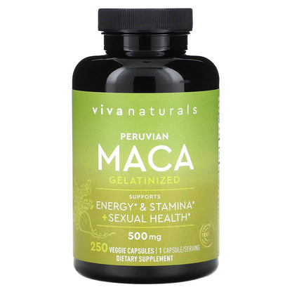 Viva Naturals, Peruvian Maca, Gelatinized, 500 mg, 250 Veggie Capsules