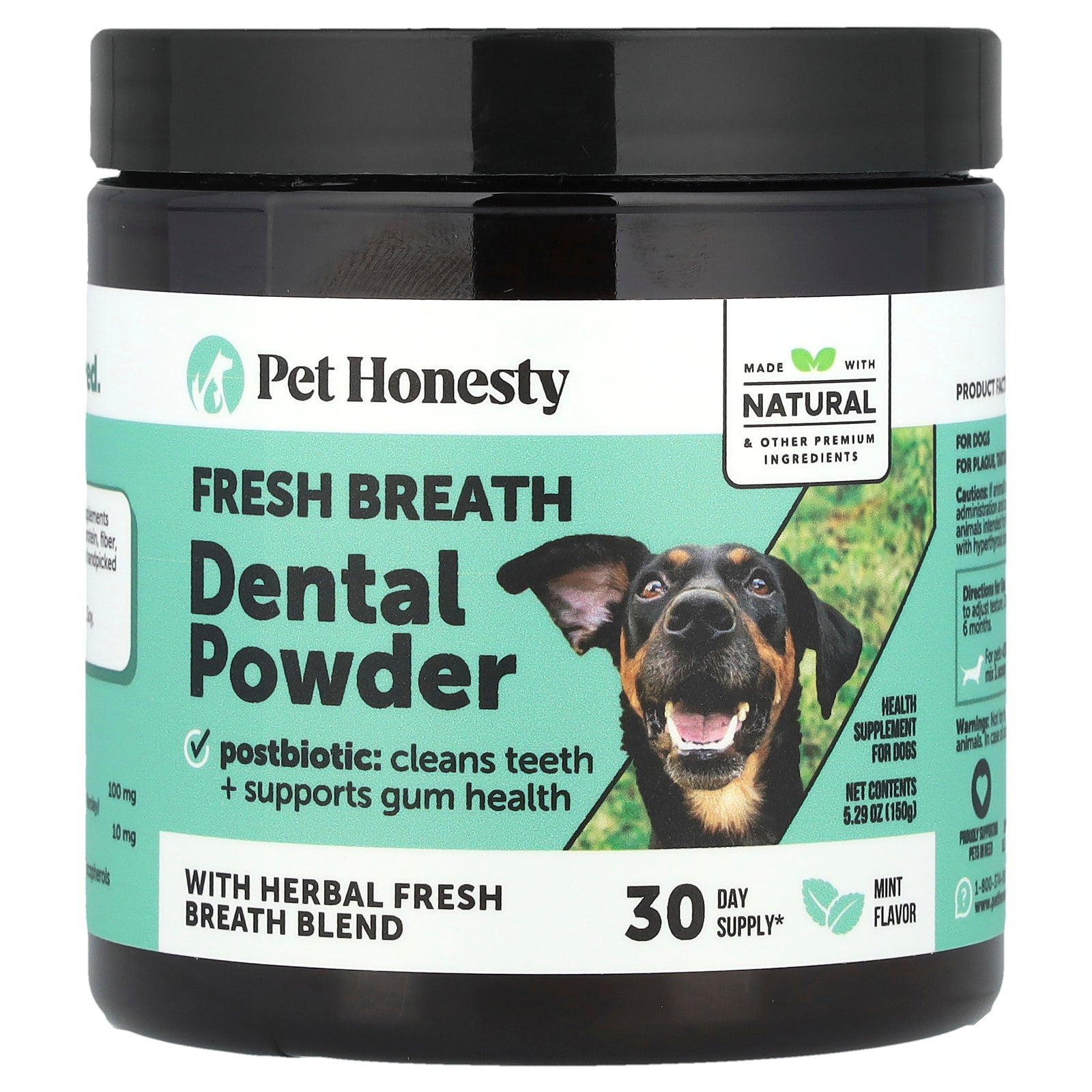 Pet Honesty, Fresh Breath Dental Powder, For Dogs, Mint, 5.29 oz (150 g)