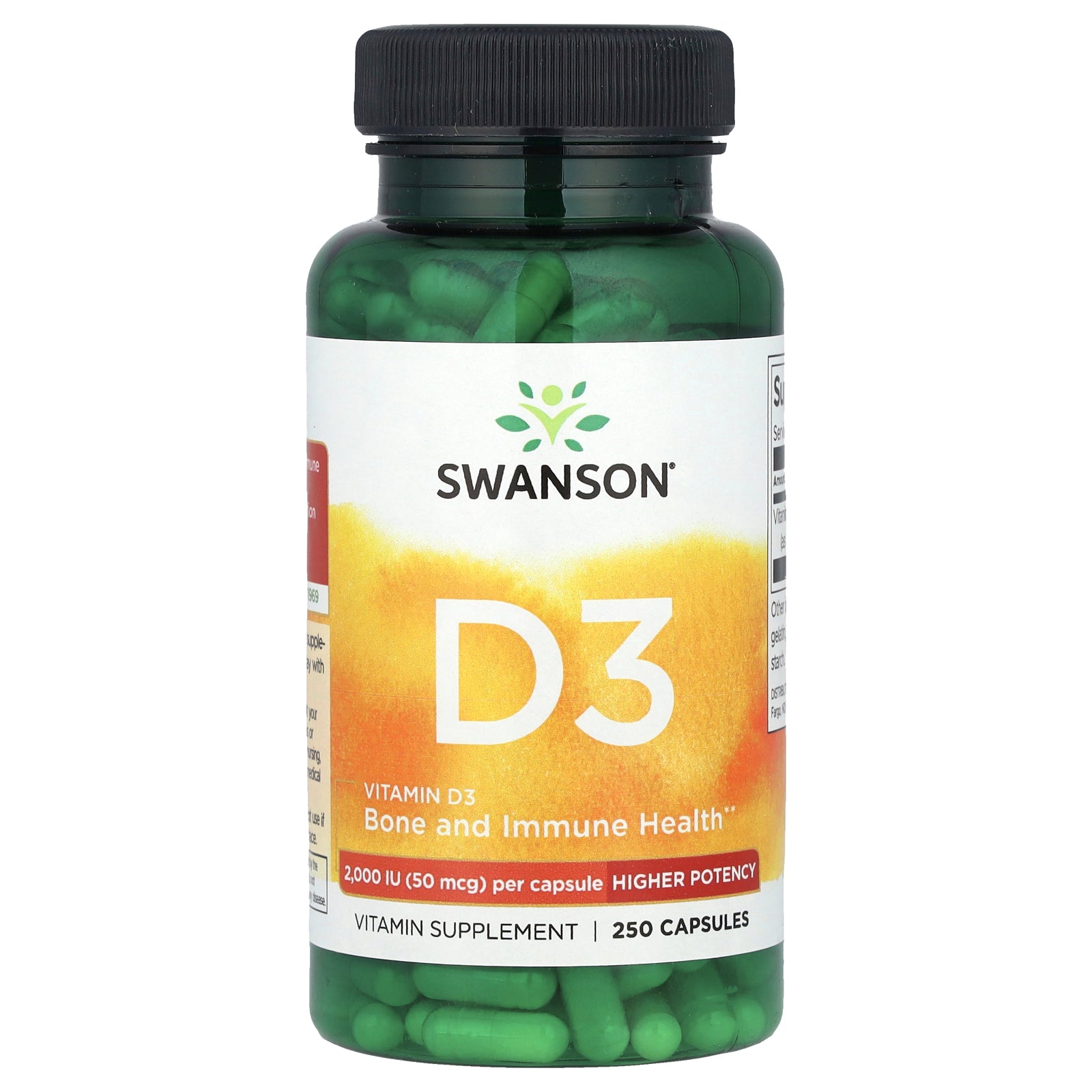 Swanson, Vitamin D3, Higher Potency, 2,000 IU (50 mcg), 250 Capsules