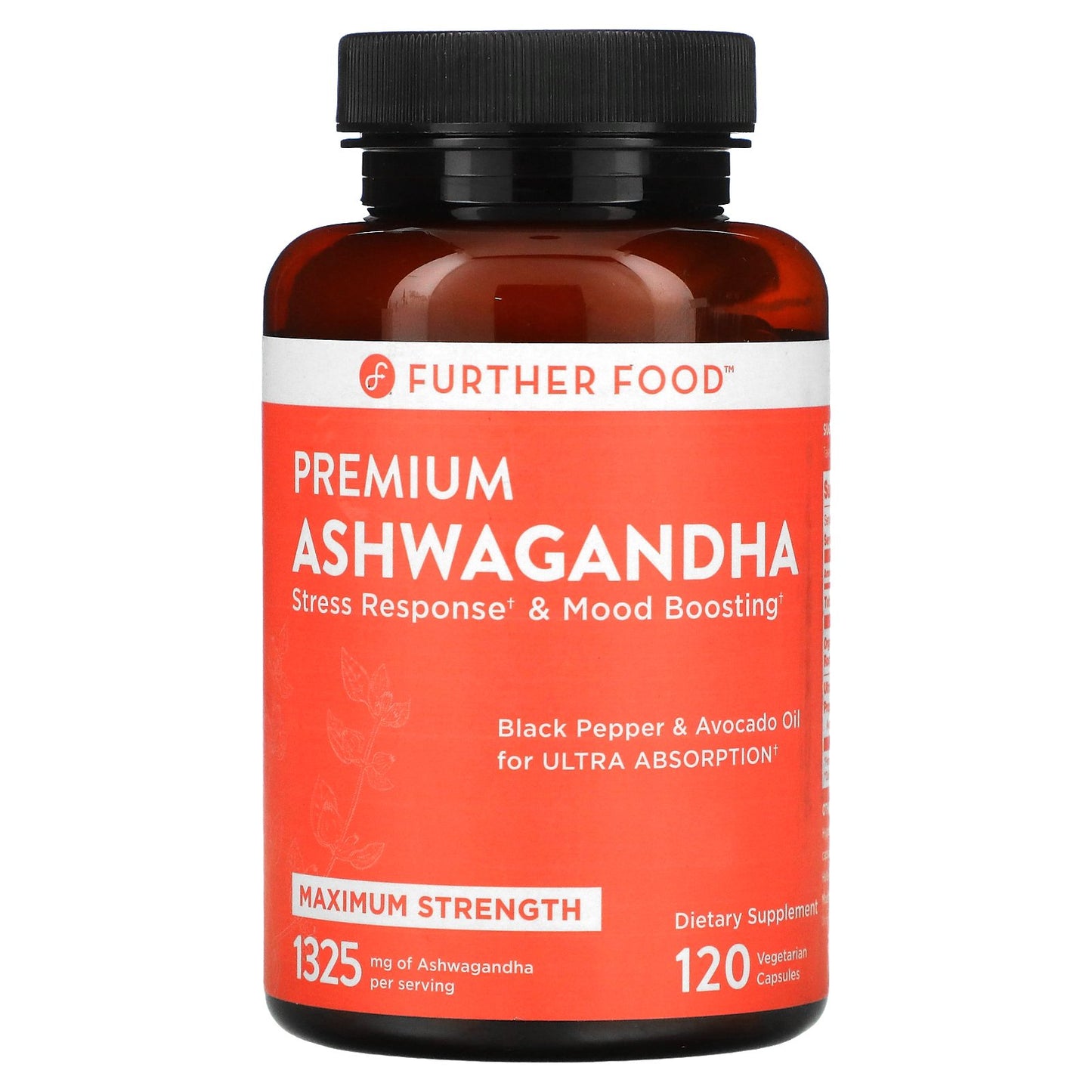 Further Food, Premium Ashwagandha, Maximum Strength, 662.5 mg, 120 Vegetarian Capsules