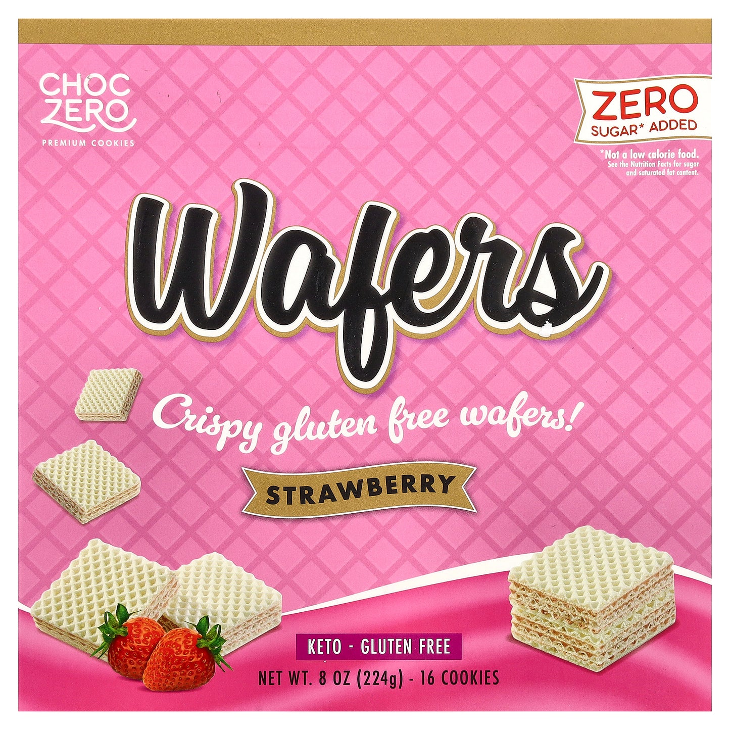 ChocZero, Premium Cookies, Wafers, Strawberry, 16 Cookies, 8 oz (224 g)