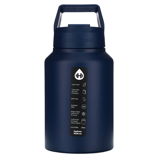 HydroJug, Stainless Steel Jug, Navy , 64 oz