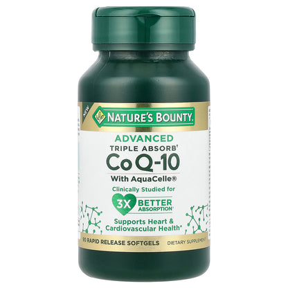 Nature's Bounty, Advanced Triple Absorb CoQ-10, 90 Rapid Release Softgels (100 mg per Softgel)