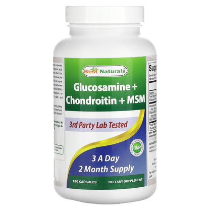 Best Naturals, Glucosamine + Chondroitin + MSM, 180 Capsules