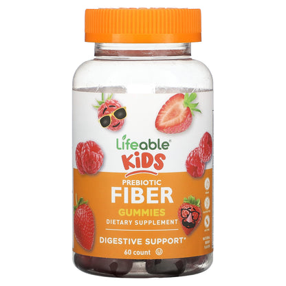 Lifeable, Kids Prebiotic Fiber Gummies, Natural Berry, 60 Gummies