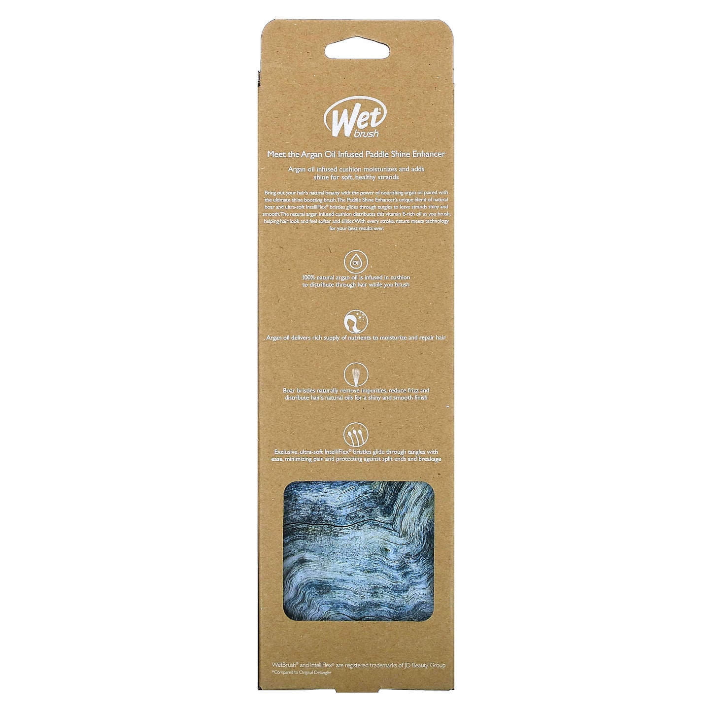 Wet Brush, Argan Oil Infused Paddle Shine Enhancer Brush, Blue, 1 Brush