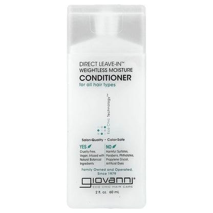 Giovanni, Direct Leave-In™ Weightless Moisture Conditioner, For All Hair Types, 2 fl oz (60 ml)