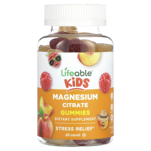 Lifeable, Kids Magnesium Citrate Gummies, Natural Fruit, 60 Gummies