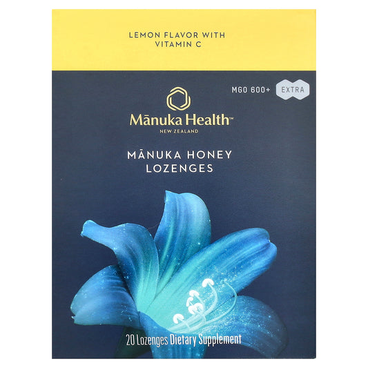 Manuka Health, Manuka Honey Lozenges, Lemon, MGO 600+, 20 Lozenges