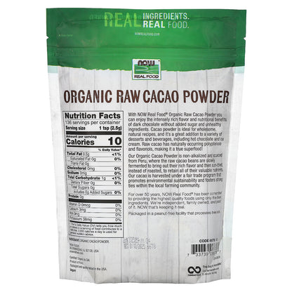 NOW Foods, Real Food, Organic Raw Cacao Powder, 12 oz (340 g)
