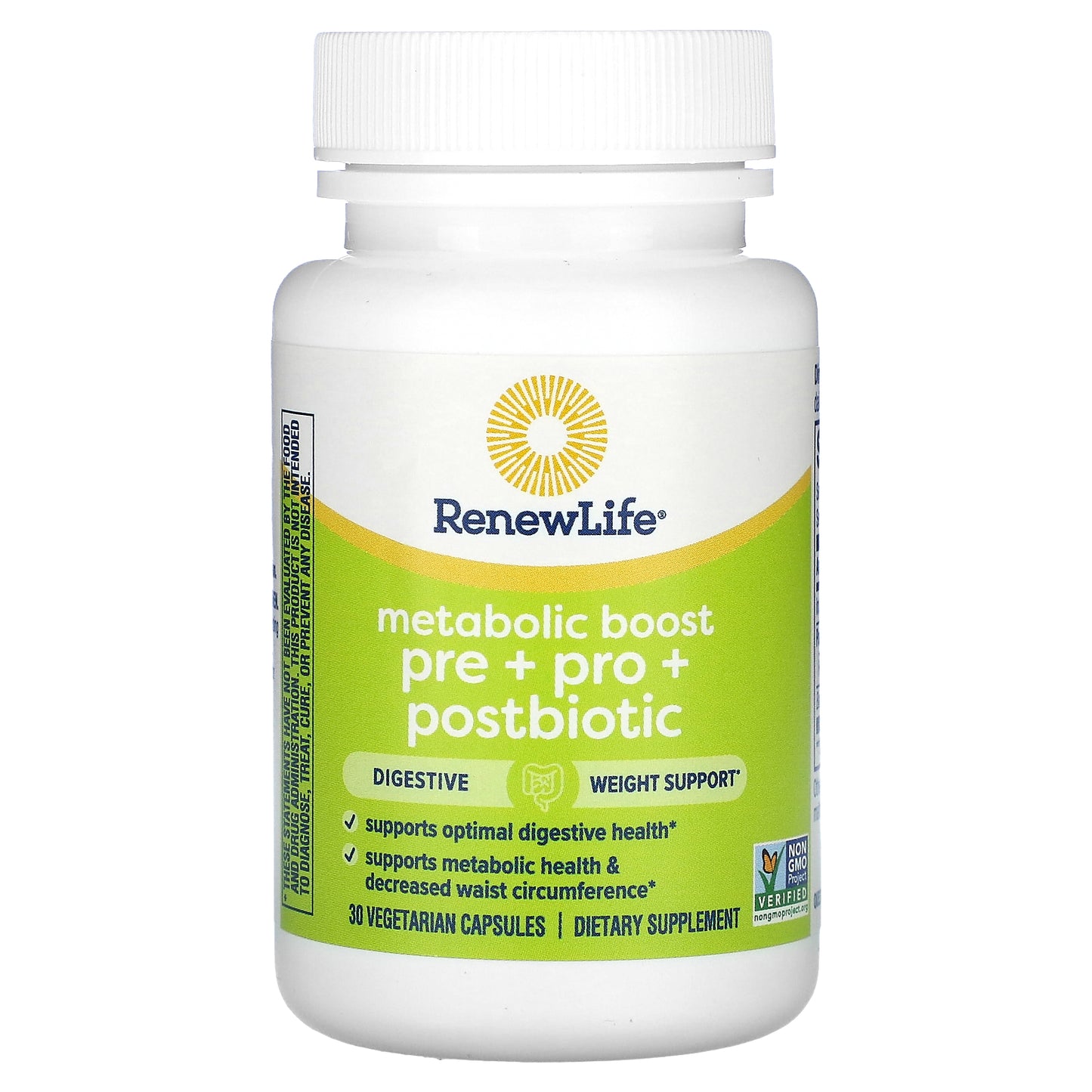 Renew Life, Metabolic Boost, Pre + Pro + Postbiotic, 30 Vegetarian Capsules