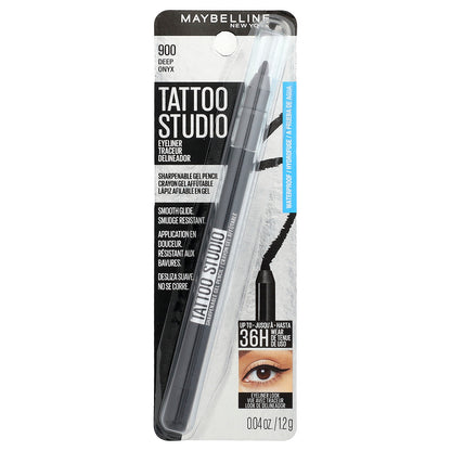 Maybelline, Tattoo Studio, Eyeliner, Sharpenable Gel Pencil, Waterproof, 900 Deep Onyx, 0.04 oz (1.2 g)