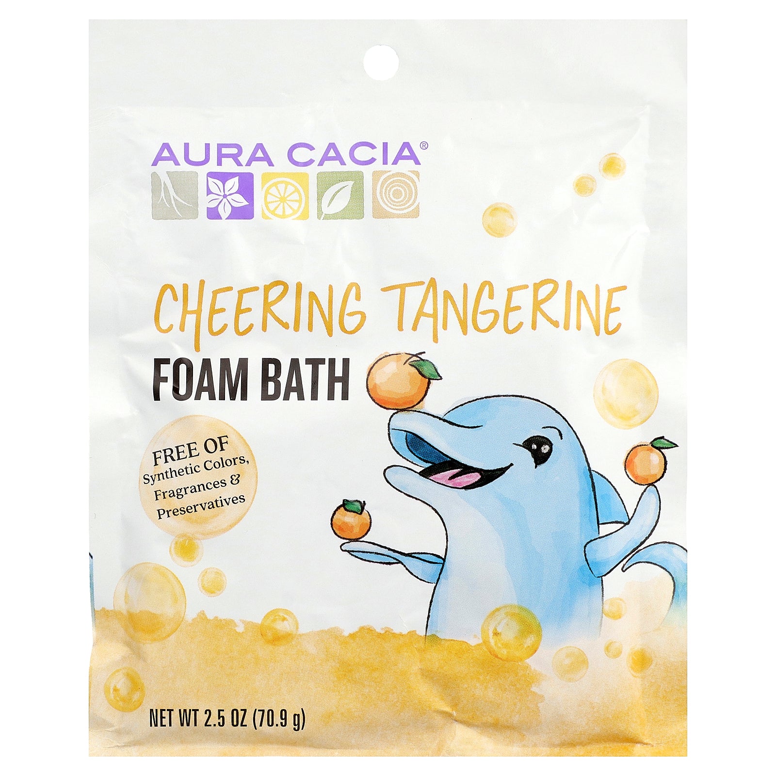 Aura Cacia, Foam Bath, Cheering Tangerine, 2.5 oz (70.9 g)