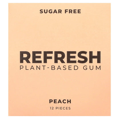 Refresh Gum, Plant-Based Gum, Peach, 12 Pieces