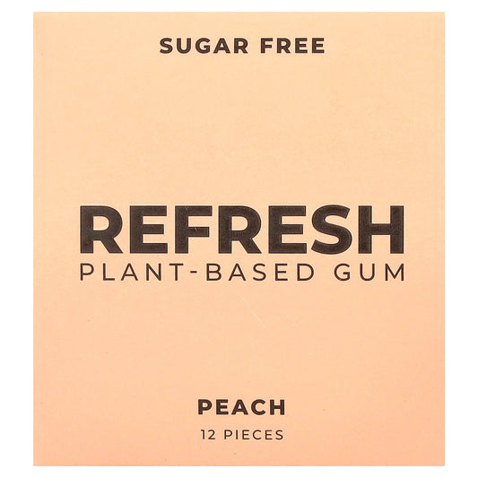 Refresh Gum, Plant-Based Gum, Peach, 12 Pieces