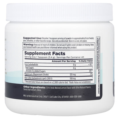 KAL, GUT Magnesium Powder, Lemon, 4.8 oz (138 g)