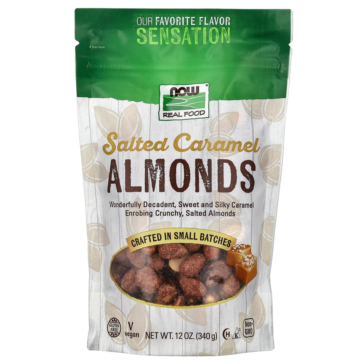 NOW Foods, Almonds, Salted Caramel, 12 oz (340 g)