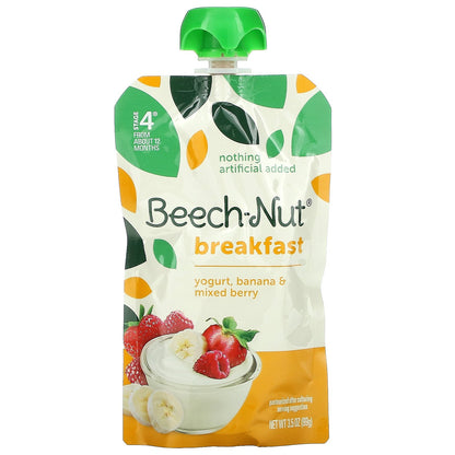 Beech-Nut, Breakfast, 12+ Months, Yogurt, Banana & Mixed Berry, 12 Pouches, 3.5 oz (99 g) Each