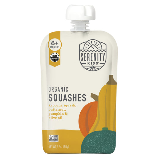 Serenity Kids, Organic Squashes, Kabocha Squash, Butternut, Pumpkin & Olive Oil, 6+ Months, 3.5 oz (99 g)