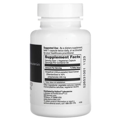 DaVinci Laboratories, Grapefruit Seed Extract, 400 mg, 60 Capsules