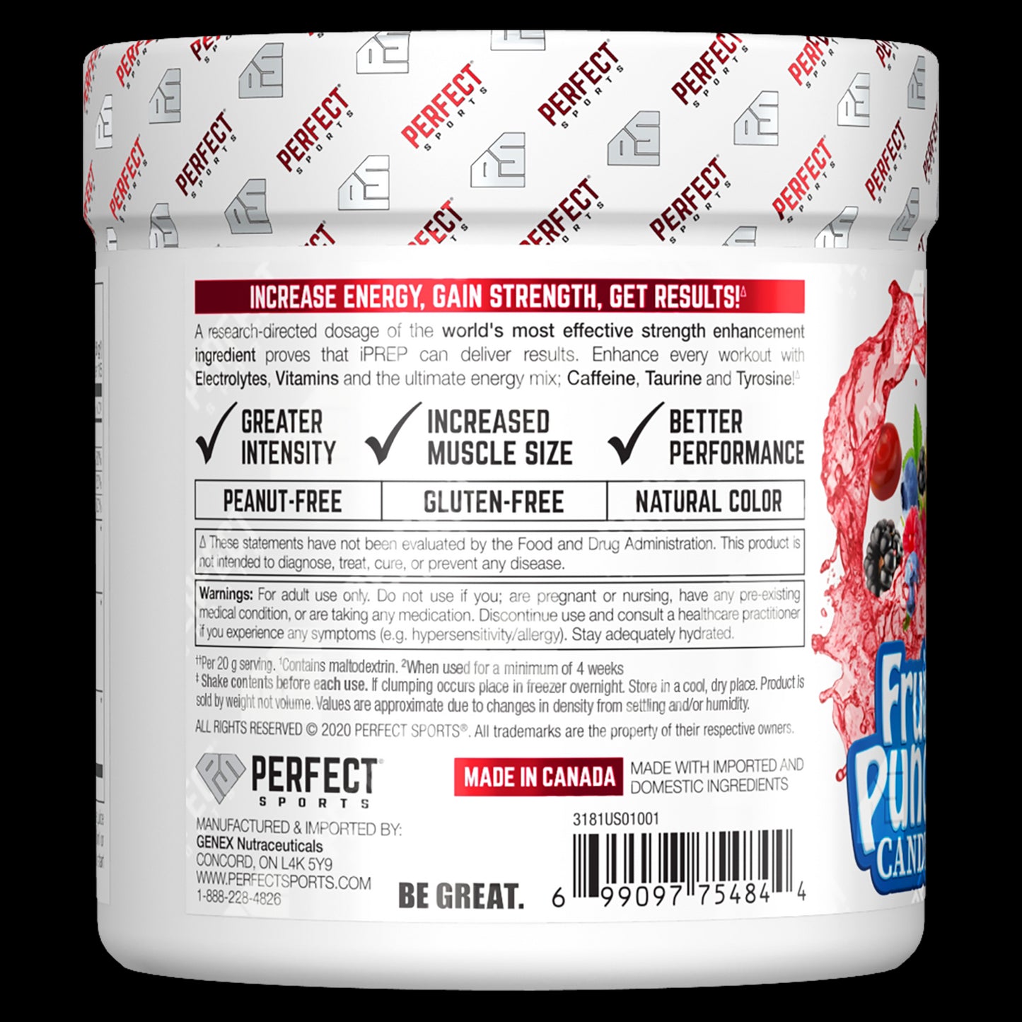 PERFECT Sports, iPrep, Advanced Pre-Workout, Fruit Punch, 10.6 oz (300 g)