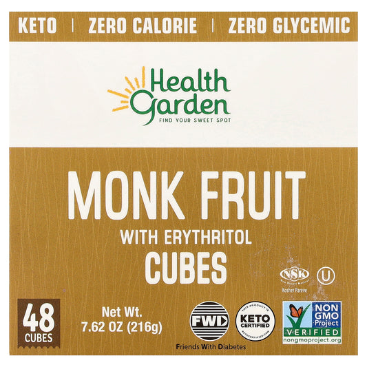 Health Garden, Monk Fruit With Erythritol Cubes, 48 Cubes, 7.62 oz (216 g)