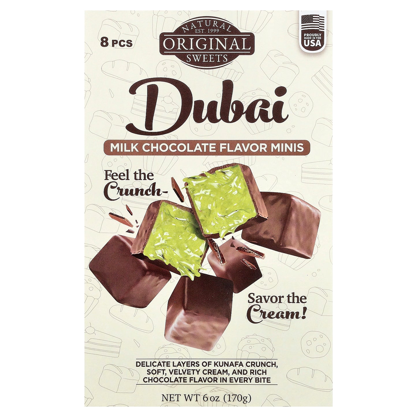 Original Natural Sweets, Dubai Milk Chocolate Minis, 8 Pieces, 6 oz (170 g)
