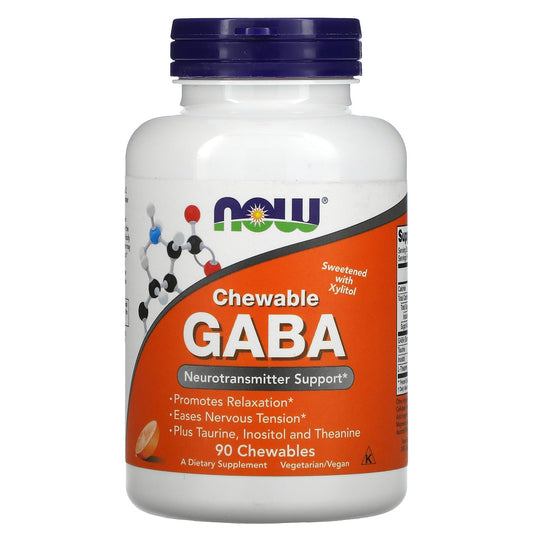 NOW Foods, Chewable GABA, Natural Orange Flavor, 90 Chewables