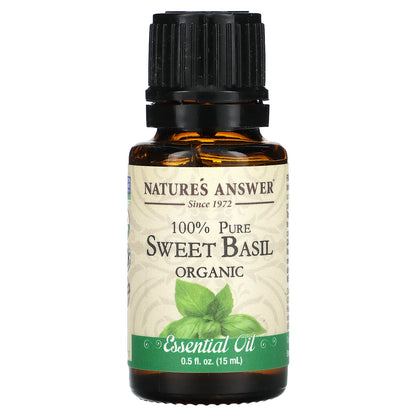 Nature's Answer, 100% Pure Organic Essential Oil, Sweet Basil, 0.5 fl oz (15 ml)