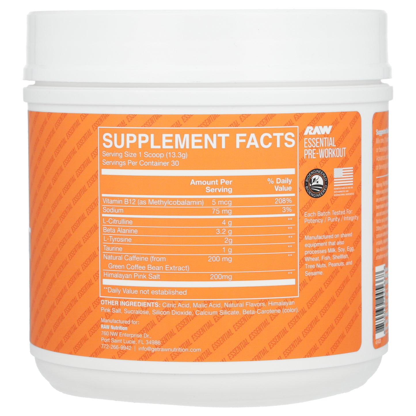 Raw Nutrition, Bum, Essential Pre-Workout, Orange, 14.07 oz (399 g)