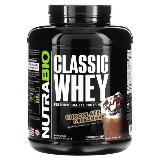 NutraBio, Classic Whey Protein, Chocolate Milkshake, 5 lbs (2,268 g)